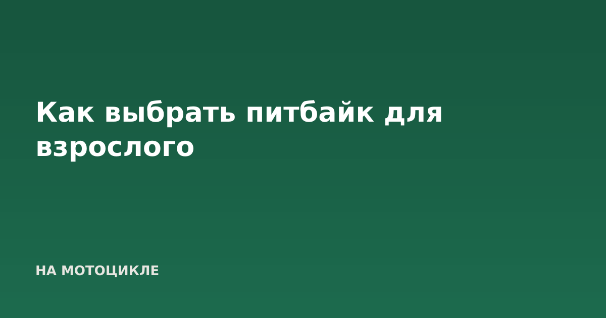 Как выбрать питбайк для взрослого